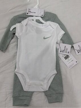 Nike Baby One-Piece Set in White and Sage